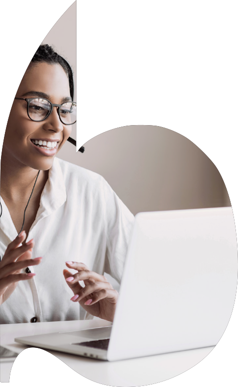 Person taking virtual meeting
